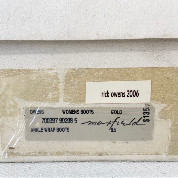 INSANE RICK OWENS GOLD ANKLE WRAP PLATFORM BOOTS - Picture 5 of 5